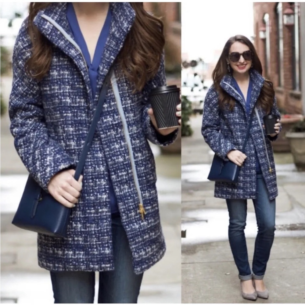 Size 4 JCREW city coat blue tweed style